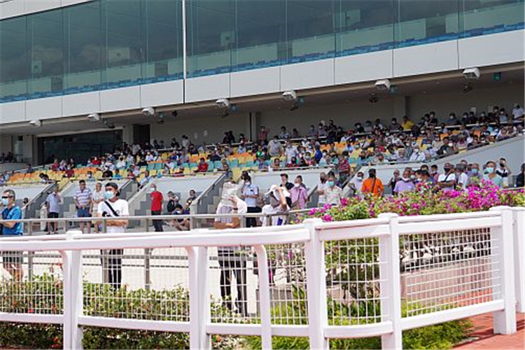 Local racegoers are seen filling up the grandstand before the start of race 1 on Saturday.
