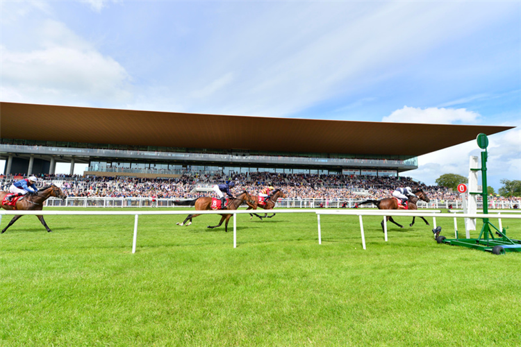 CURRAGH 25-June-2022. A view of the Grandstand on Irish Derby Day.