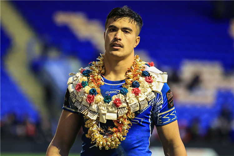 Joseph Suaalii of Samoa during the Rugby League World Cup 2021 Quarter Final match vs Tonga