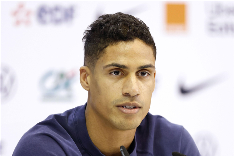 Raphael Varane of France at a press conference.