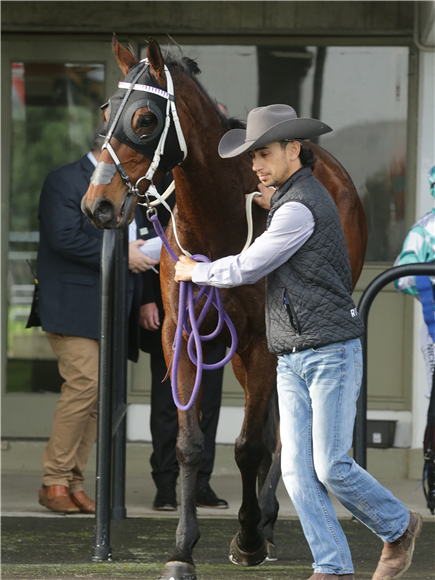 Trainer Chad Ormsby with Indeem after his victory at Te Rapa on Saturday.