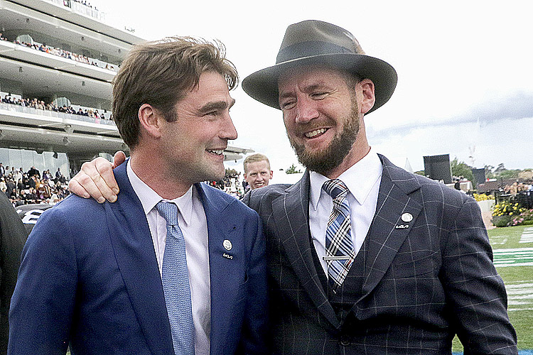 Trainers : DAVID EUSTACE & CIARON MAHER after, GOLD TRIP winning the Lexus Melbourne Cup