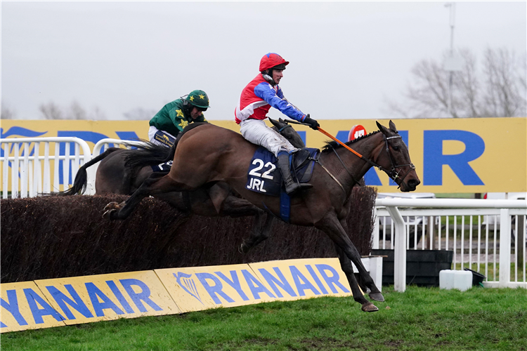 ANGELS DAWN and P A King coming home to win the Fulke Walwyn Kim Muir Challenge Cup Amateur Jockeys' Handicap Chase at the Cheltenham Festival Thursday March 16, 2023