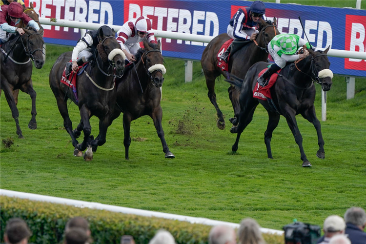 ANNAF (green/white cap) winning the Portland at Doncaster in England.
