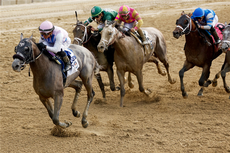 ARCANGELO winning the Belmont Stakes at Belmont Park in Elmont, New York.