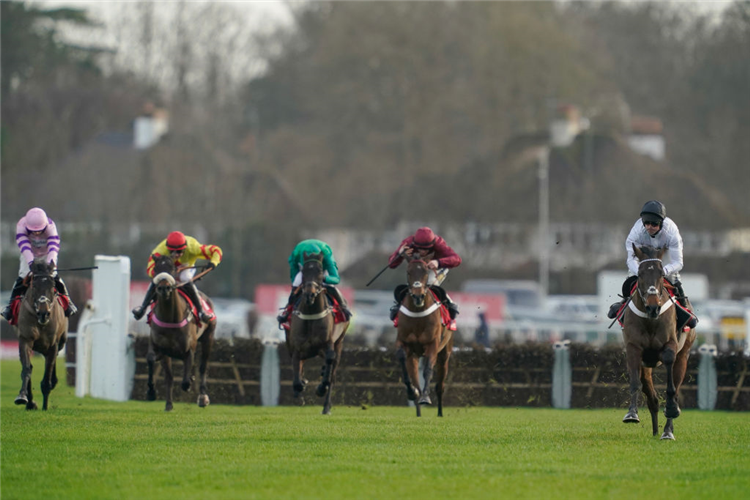 CONSTITUTION HILL (right) winning the Christmas Hurdle at Kempton Park in Sunbury, England.