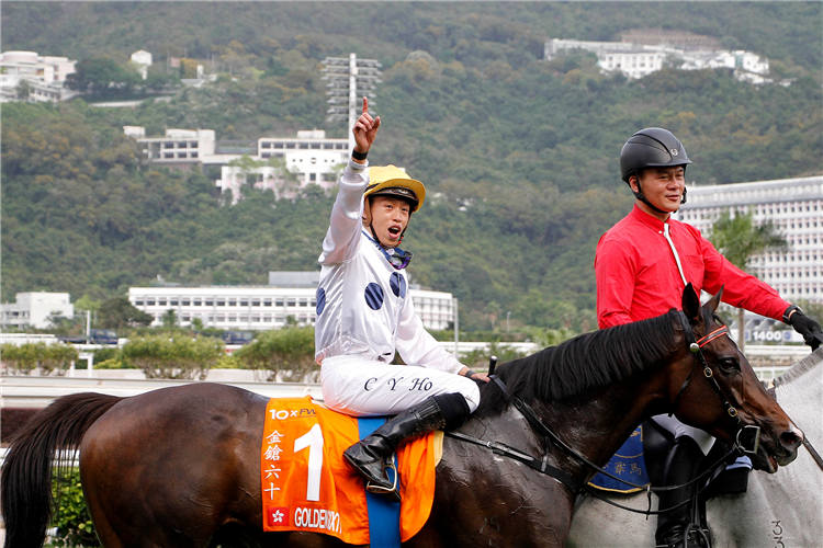 Vincent Ho celebrates the win aboard Golden Sixty.