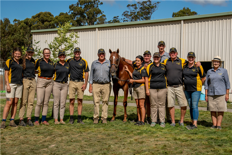 Grenville Stud staff with the $115,000 sale topper.