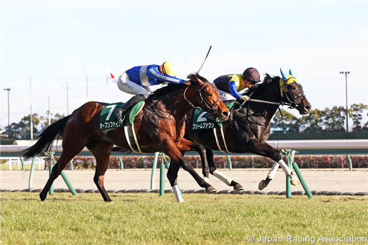 HRIMFAXI winning the Kisaragi Sho in Chukyo in Japan.