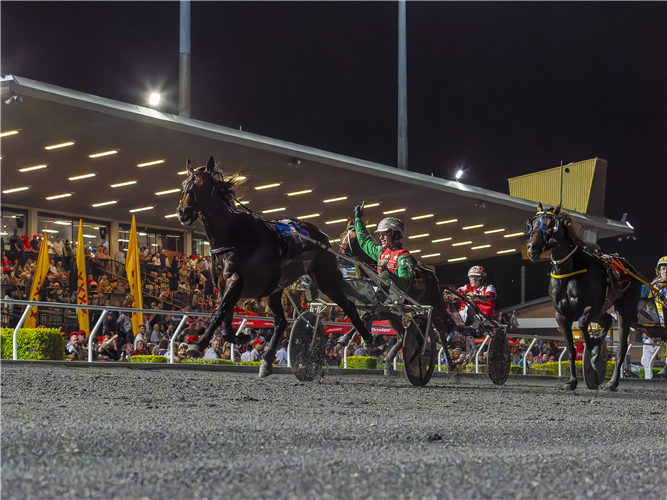 JUST BELIEVE winning the 2023 Inter Dominion Trotters Championship Final at Albion Park