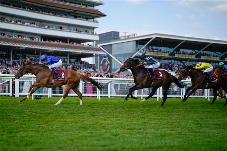 MODERN GAMES winning the Lockinge Stakes at Newbury in England.