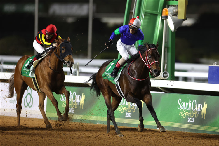 PANTHALASSA winning the Saudi Cup at King Abdulaziz Racecourse in Riyadh, Saudi Arabia.