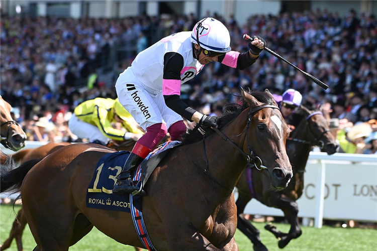 PORTA FORTUNA winning the Albany Stakes at Ascot in England.