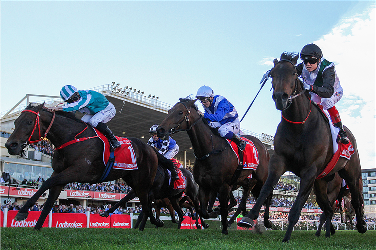 ROMANTIC WARRIOR winning the Ladbrokes Cox Plate