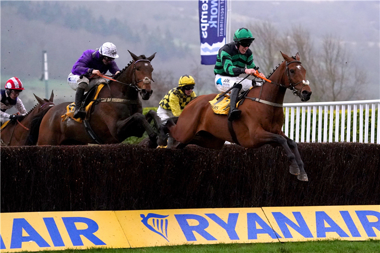 SEDDON ridden by jockey Ben Harvey (right) on their way to winning the Magners Plate Handicap Chase at Cheltenham March 16, 2023.