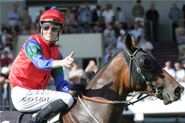 Ryan Elliot gives the thumbs up after his Derby triumph