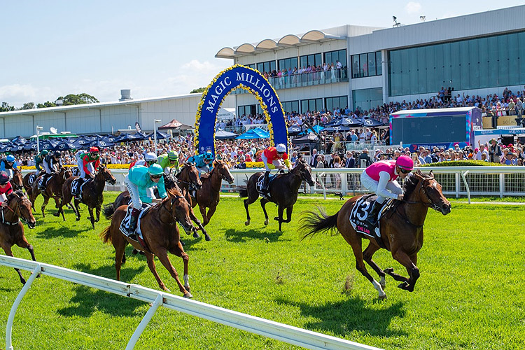 SKIRT THE LAW winning the $2M THE STAR GOLD COAST MAGIC MILLIONS 2YO CLASSIC