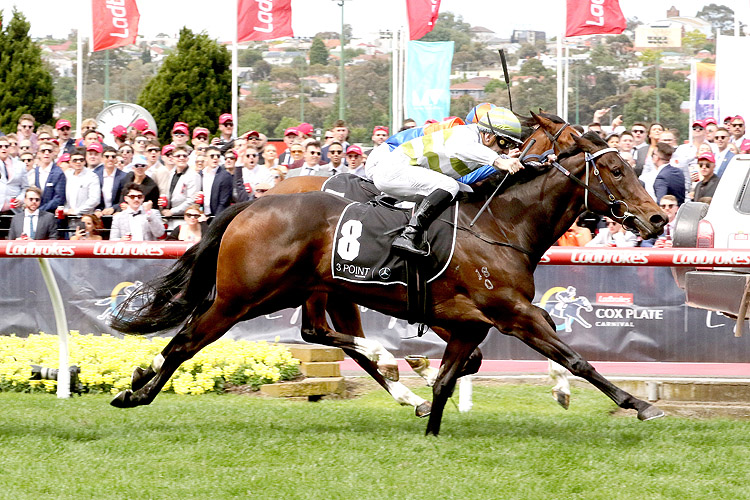 SKYBIRD winning the Fillies Classic at Moonee Valley in Australia.