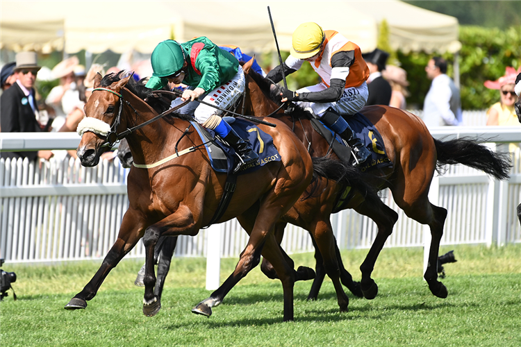 TAHIYRA winning the Coronation Stakes at Ascot in England.