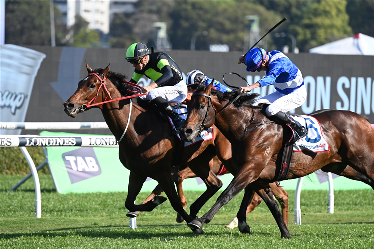 THINK ABOUT IT winning the PRECISE AIR PREMIERE STAKES at Randwick in Australia.