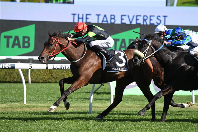 THINK ABOUT IT winning the THE TAB EVEREST at Randwick in Australia.