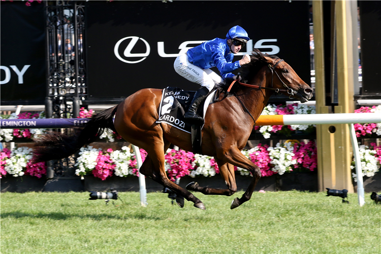 ZARDOZI winning the Kennedy Oaks at Flemington in Australia.