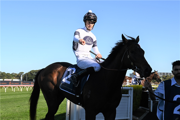 Jockey DYLAN GIBBONS after winning the 50 Year And Life Member Handicap in Randwick at Australia.