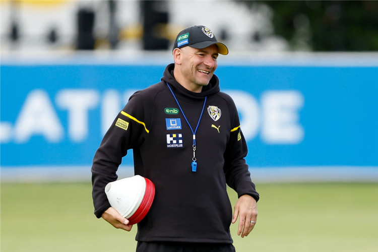 ADEM YZE, Senior Coach of the Tigers is seen during a Richmond Tigers training session at Punt Road Oval in Melbourne, Australia.