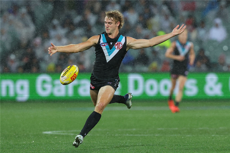 JASON HORNE-FRANCIS of the Power in action during the AFL match between Port Adelaide Power and Western Bulldogs at Adelaide Oval in Adelaide, Australia.