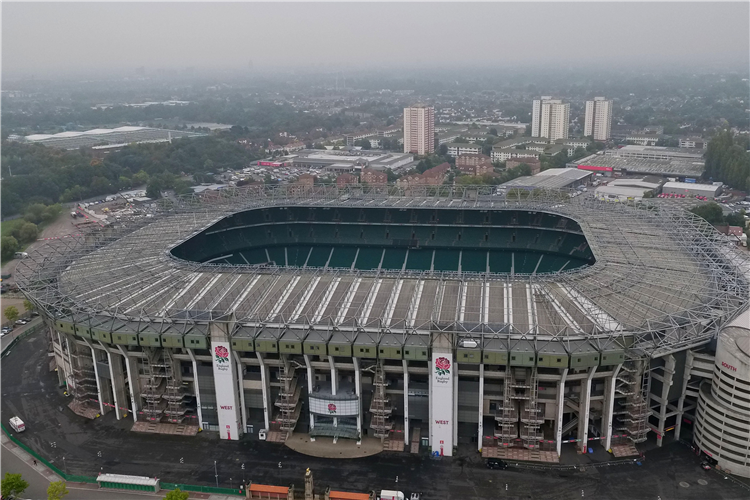 An aerial view of Twickenham Stadium