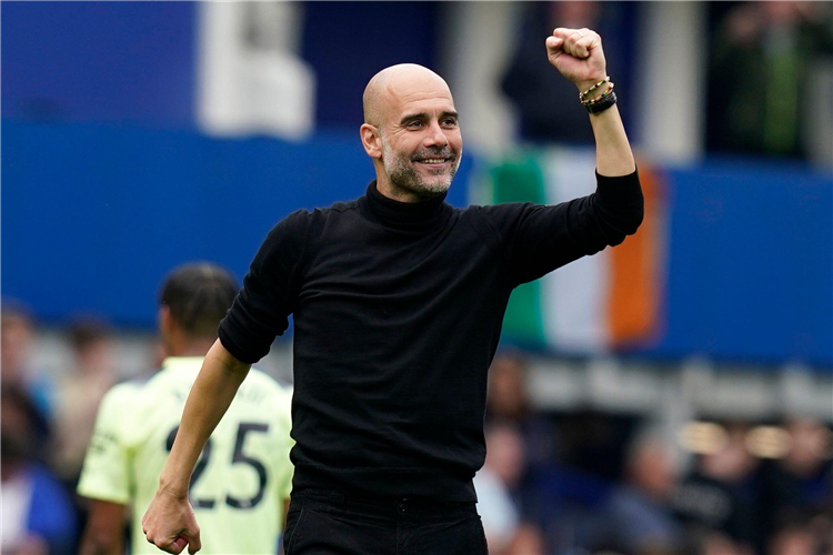 Pep Guardiola celebrates win over Everton