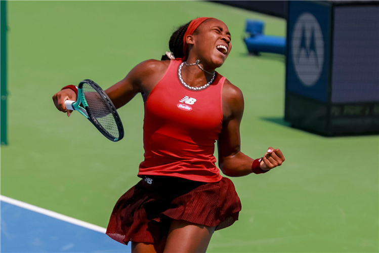 American tennis star Coco Gauff in action