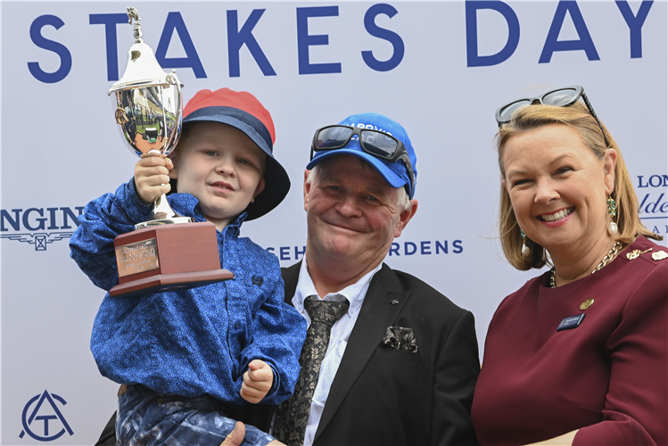Trainer : KERRY TAPLIN after winning the ELITE SAND & SOIL TULLOCH STAKES at Rosehill in Australia.