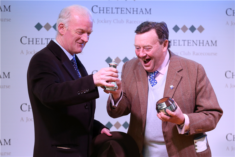 Trainer : Willie Mullins (left) and Nicky Henderson with the Prestbury Cup.