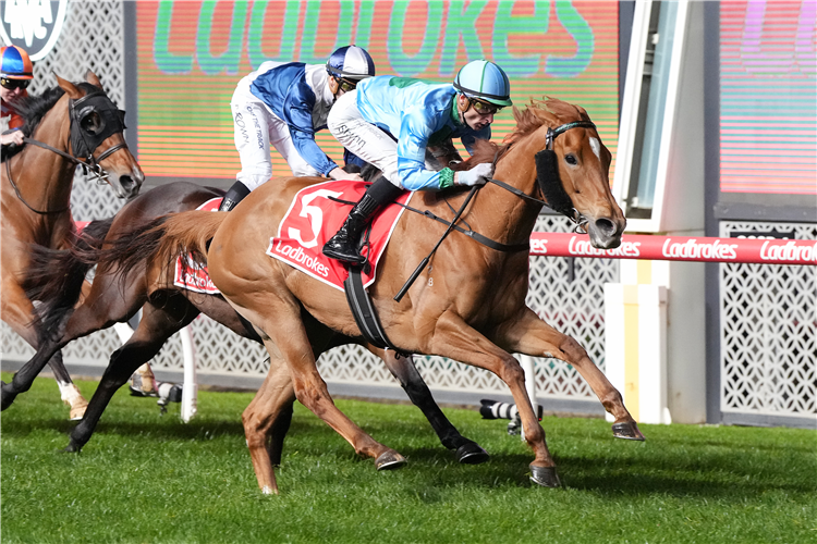 ALSEPHINA winning the Ladbrokes Stocks Stakes at Moonee Valley in Moonee Ponds, Australia.