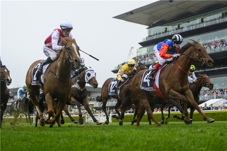 BELLA NIPOTINA winning the THE TAB EVEREST at Randwick in Australia.