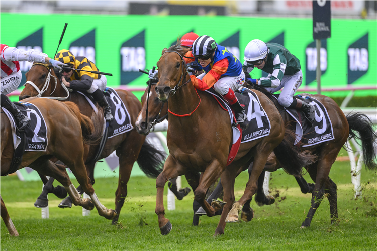 BELLA NIPOTINA winning the THE TAB EVEREST at Randwick in Australia.