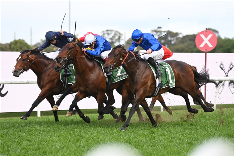 BROADSIDING winning the JAMES SQUIRE GOLDEN ROSE at Rosehill in Australia.