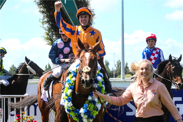 Captured By Love returns victorious following the Gr.1 Barneswood Farm 52nd New Zealand 1000 Guineas (1600m) at Riccarton.