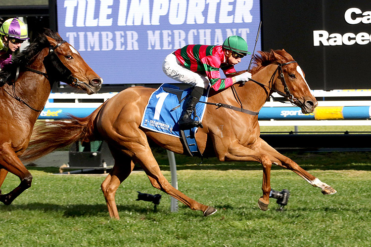 DRIFTING winning the Quezette Stakes at Caulfield in Australia.