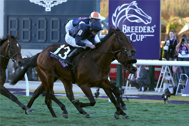 HENRI MATISSE winning the Breeders Cup Juvenile Turf at Del Mar, California.