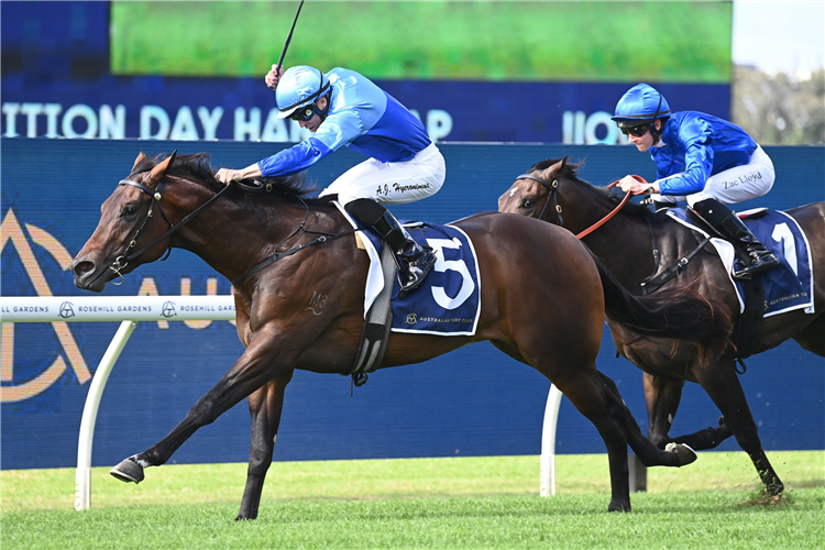 Ikasara winning the ATC Bookmakers Recognition Day Handicap at Rosehill in Australia.