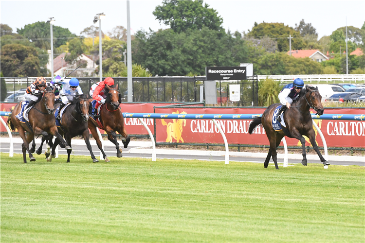 INVINCIBLE WOMAN winning the Magic Millions VIC 2YO Classic at Caulfield in Australia.