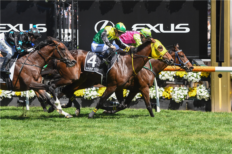 KNIGHT'S CHOICE winning the Melbourne Cup at Flemington in Australia.