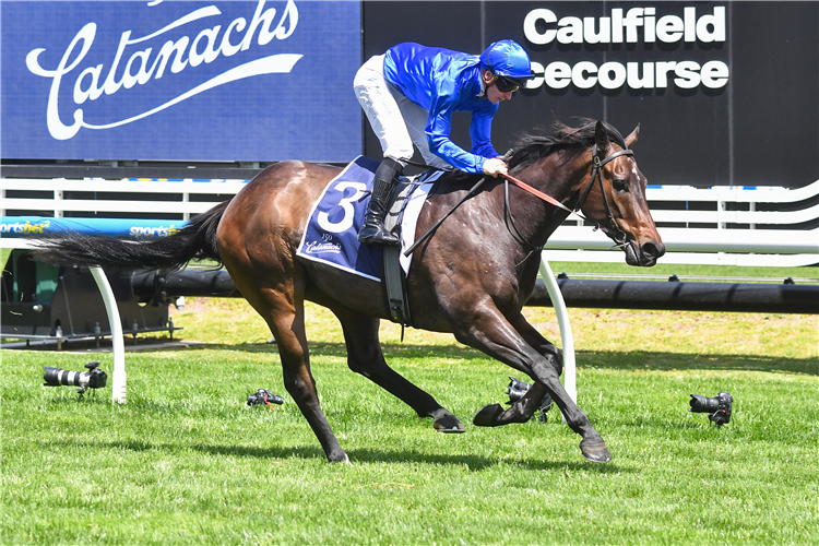 PISCES winning the Catanach's Jewellers Blue Sapphire Stakes at Caulfield in Australia.