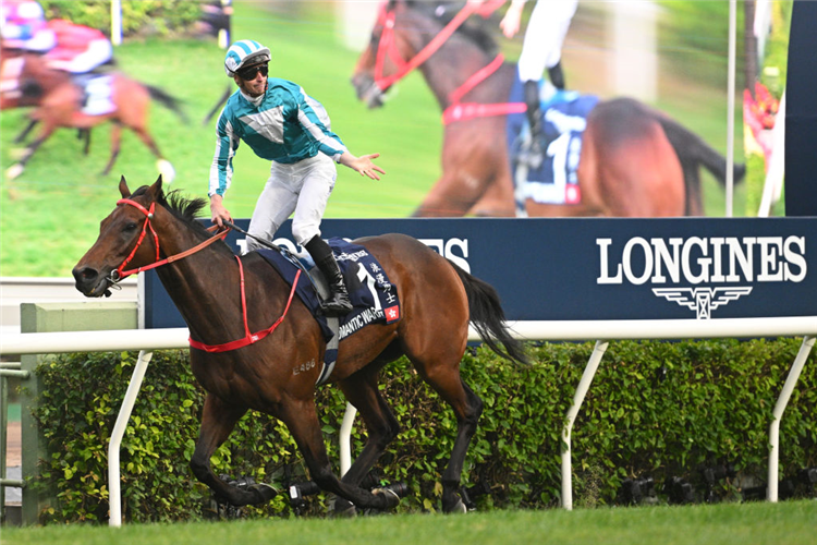 ROMANTIC WARRIOR winning the Hong Kong Cup at Sha Tin in Hong Kong.