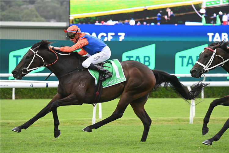 Think It Over winning the tab Verry Elleegant Stakes at Randwick in Australia.