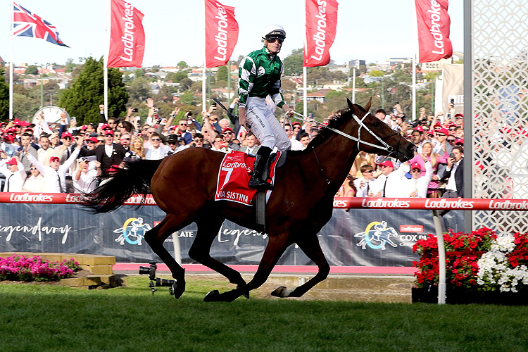 VIA SISTINA winning the Ladbrokes Cox Plate