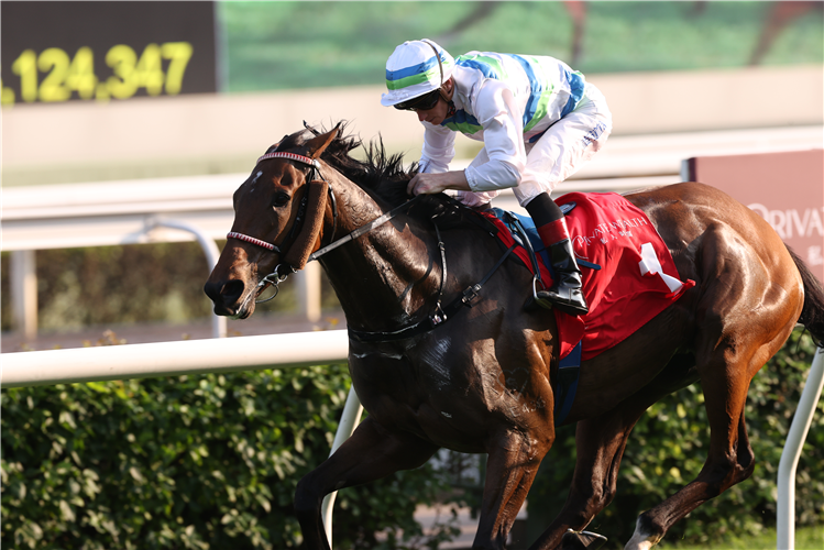 VOYAGE BUBBLE winning the THE BOCHK PRIVATE WEALTH JOCKEY CLUB MILE