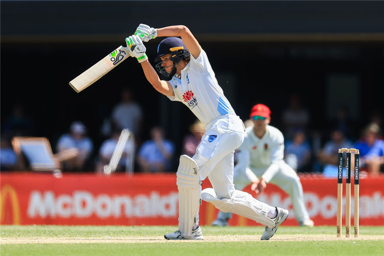 SAM KONSTAS of the Blues bats during the match between New South Wales and South Australia at Cricket Central in Sydney, Australia.